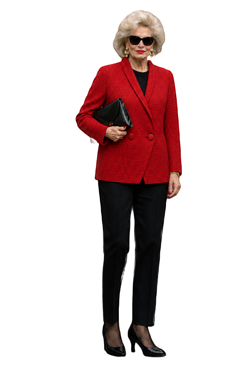 1980s Red Wool Blend Blazer - Model