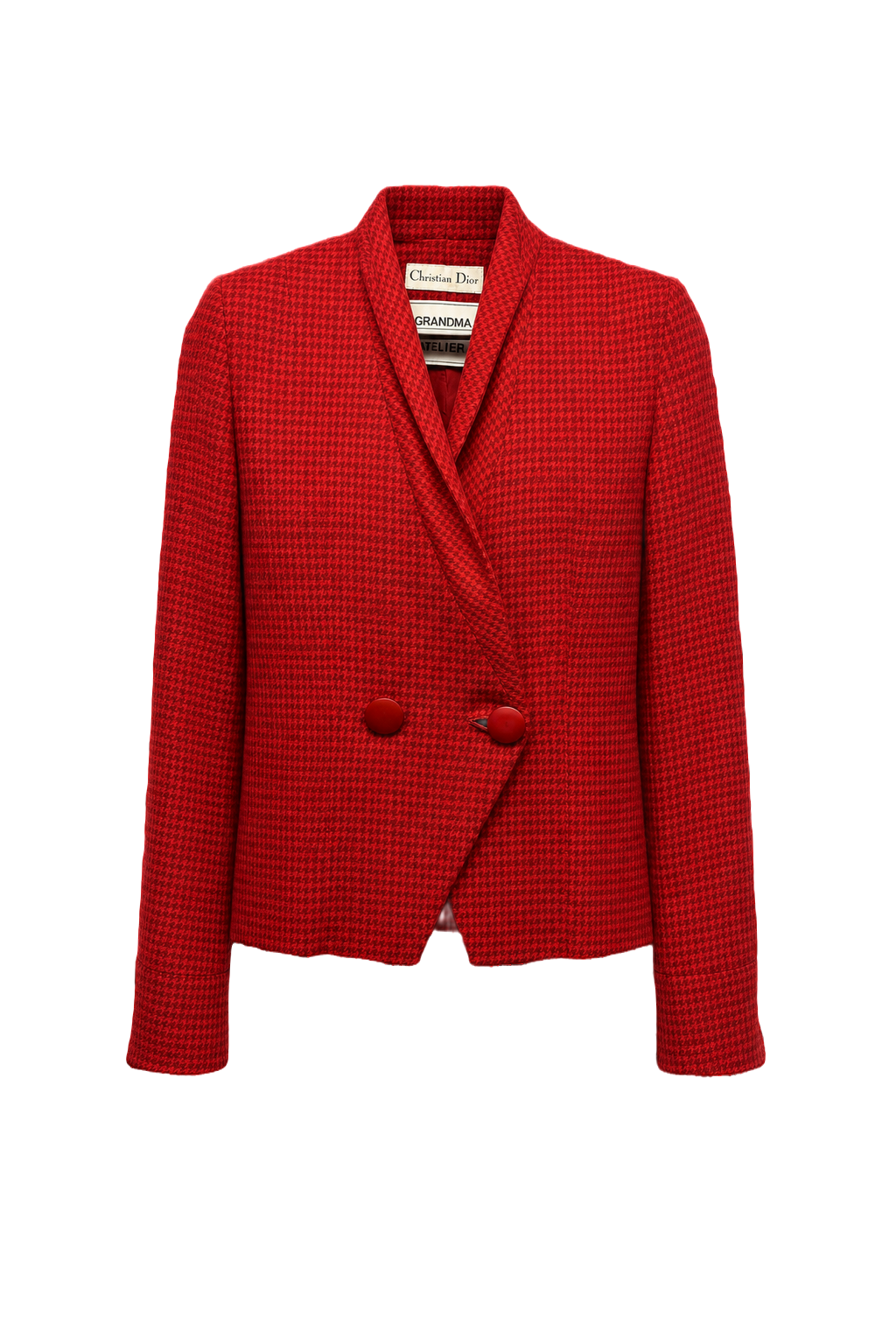 1980s Red Wool Blend Blazer - Front View