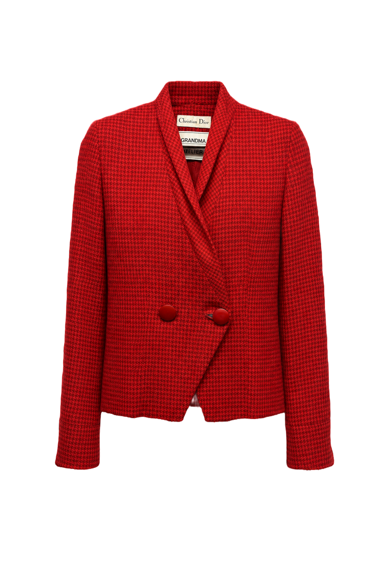 1980s Red Wool Blend Blazer - Front View
