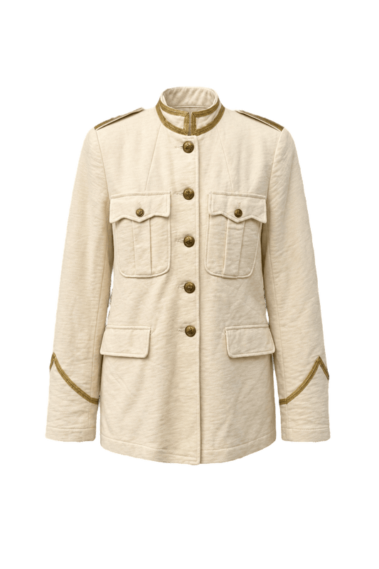 1990s Cream Cotton Jacket - Front View
