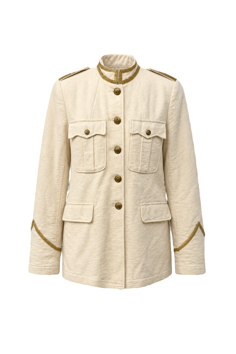 1990s Cream Cotton Jacket - Front View