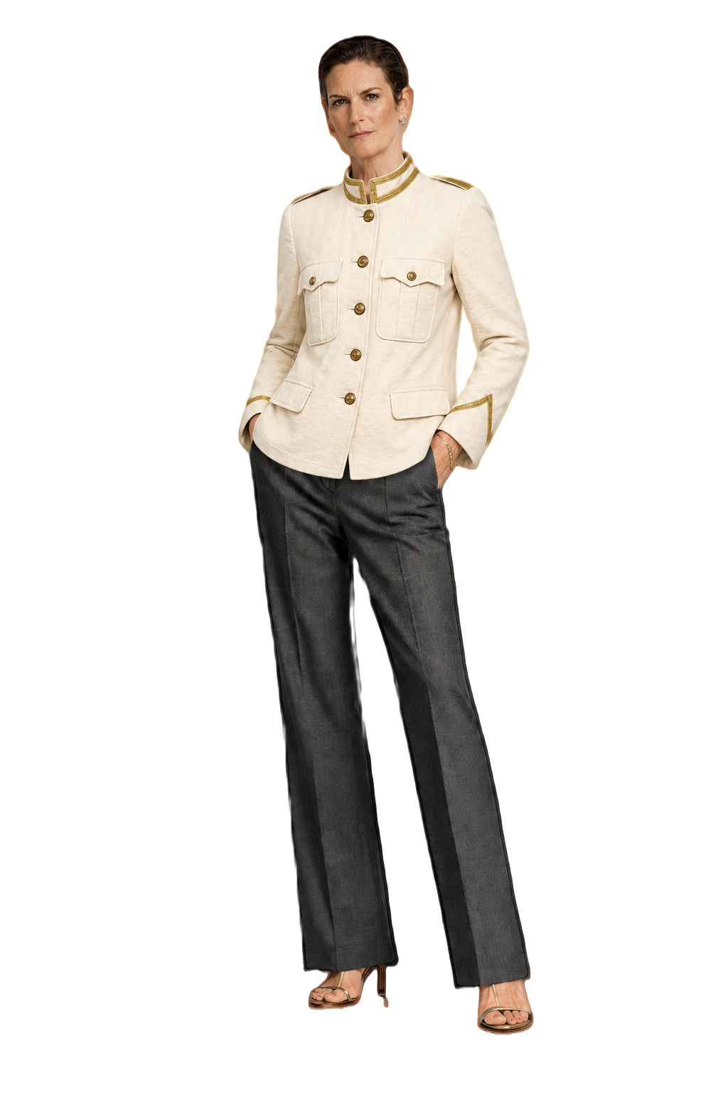1990s Cream Cotton Jacket - Model