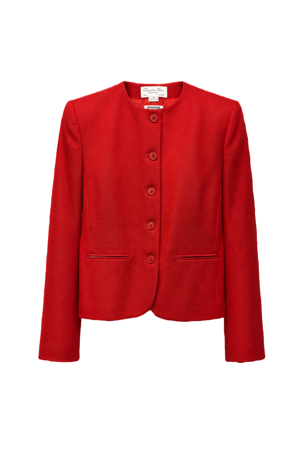 1980s Red Wool Blazer - Front View