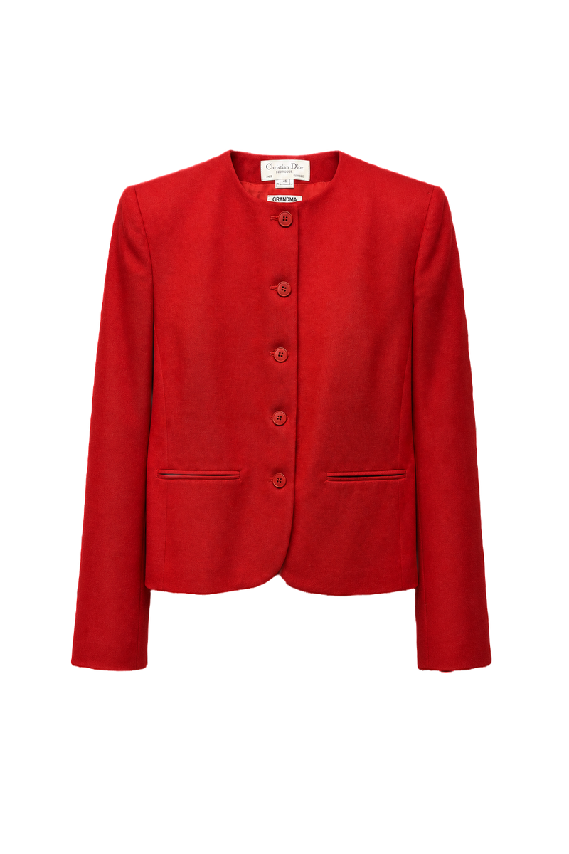 1980s Red Wool Blazer - Front View