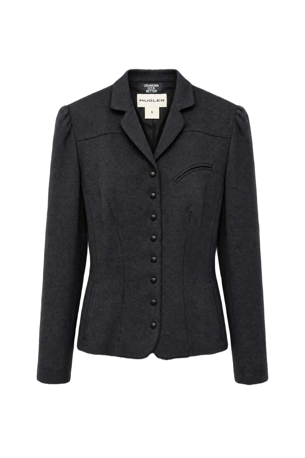 1990s Dark Grey Wool Jacket - Front View