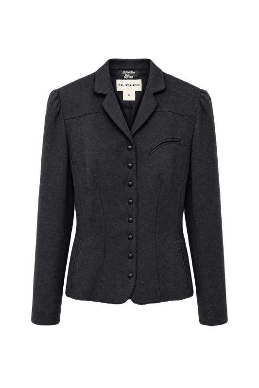 1990s Dark Grey Wool Jacket - Front View