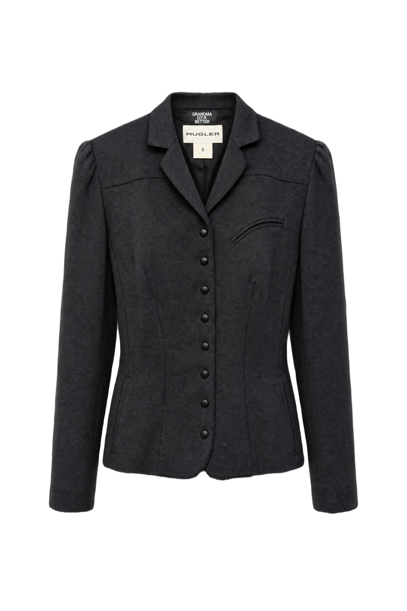 1990s Dark Grey Wool Jacket - Front View