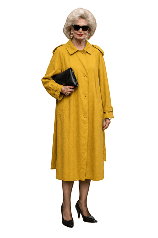 1980s Mustard Yellow Cotton Trench Coat - Model