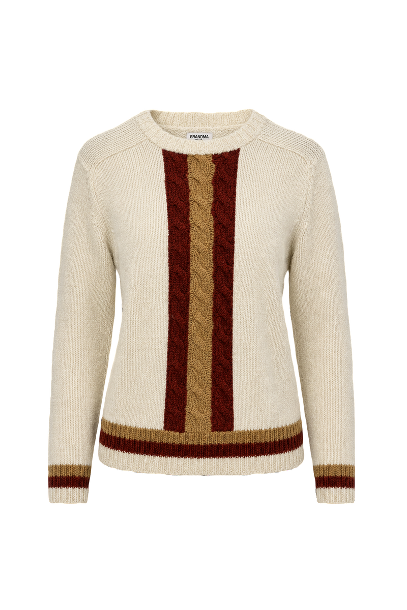 1980s Cream White Wool Sweater - Front View