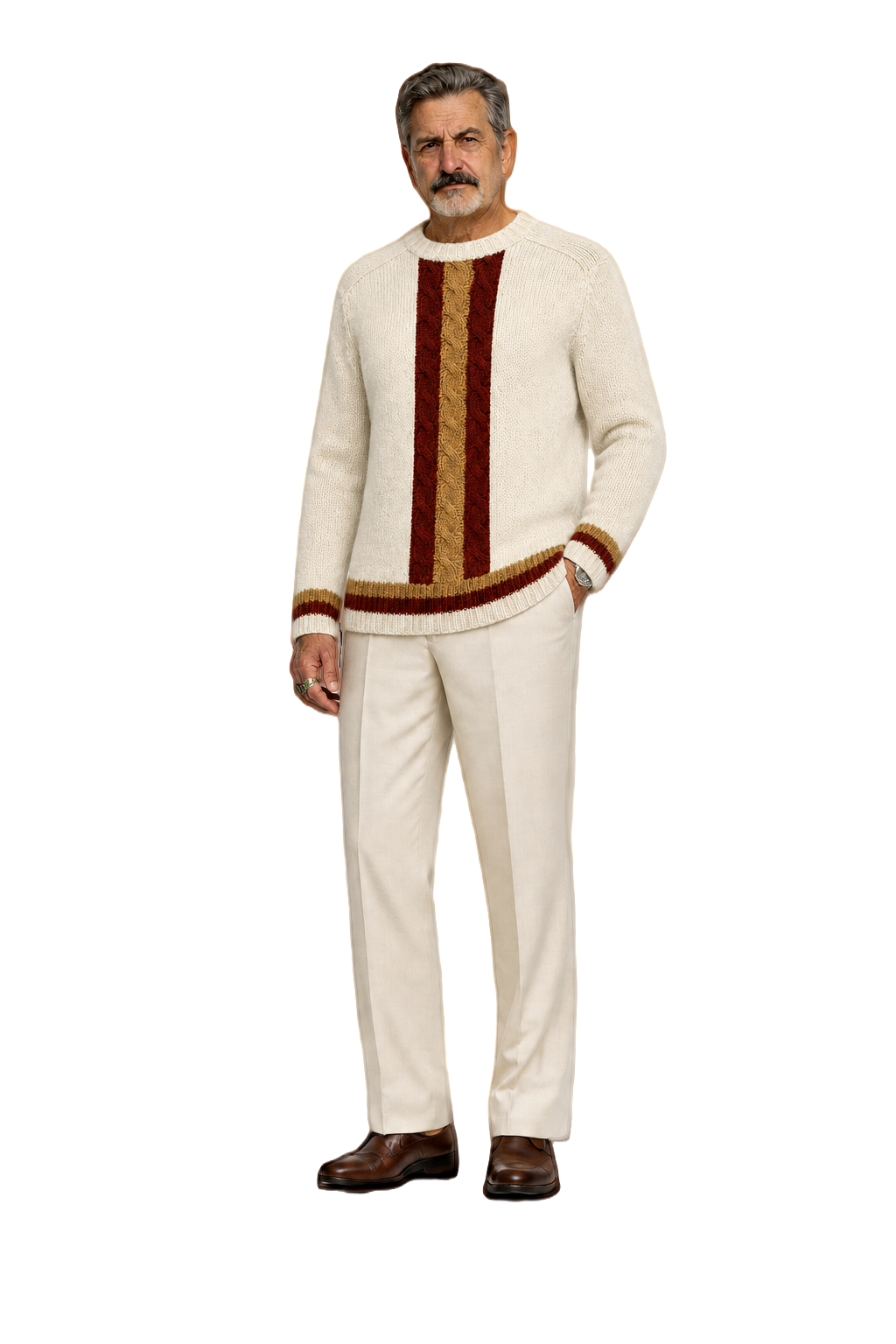 1980s Cream White Wool Sweater - Model