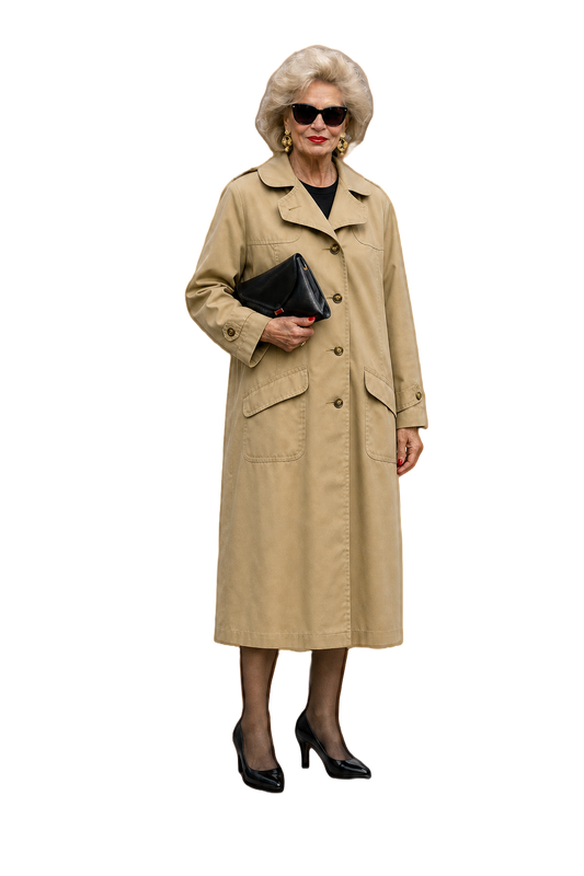 1980s Beige Cotton Trench Coat - Model