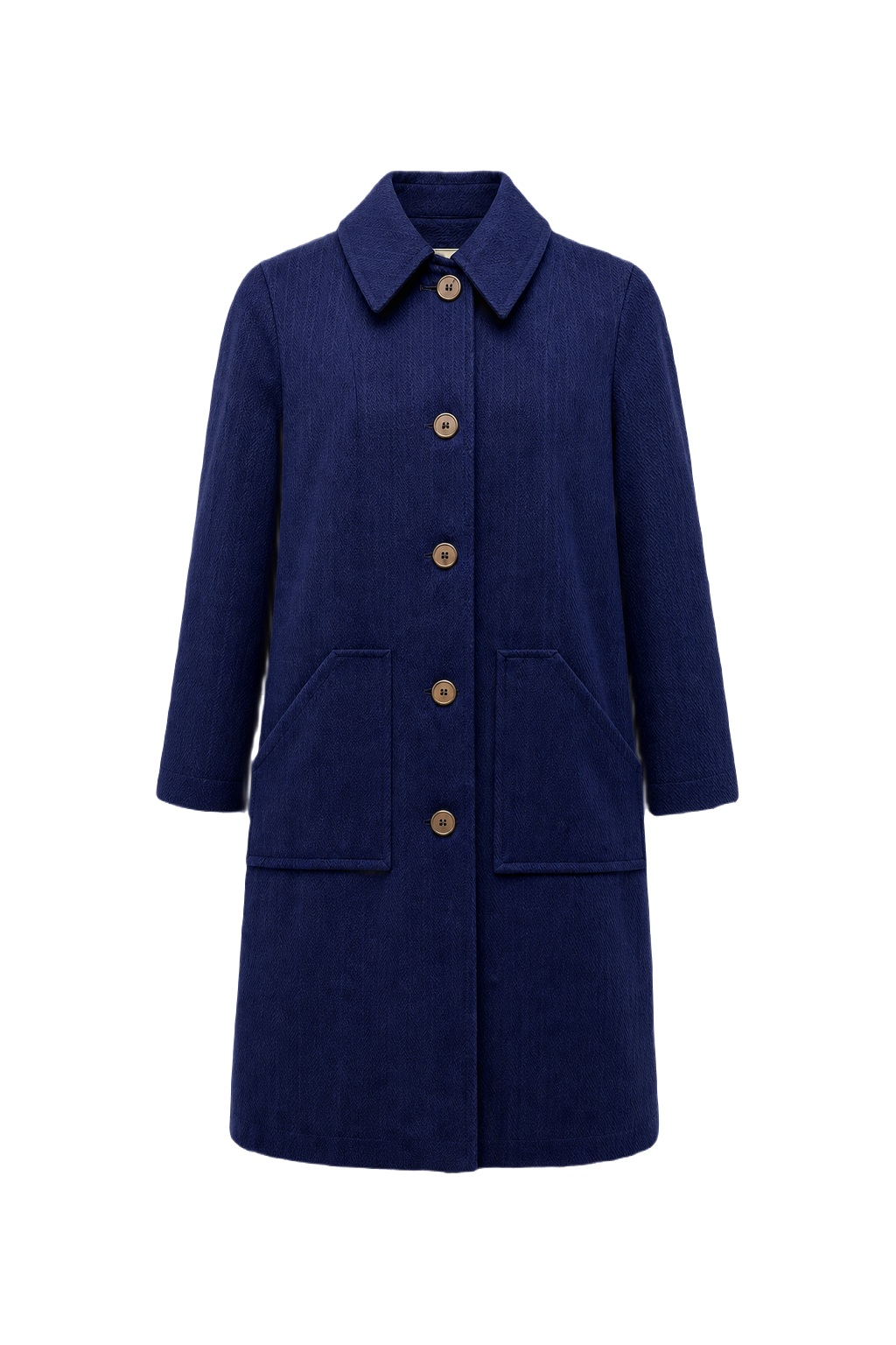 1970s Navy Blue Wool Coat - Front View