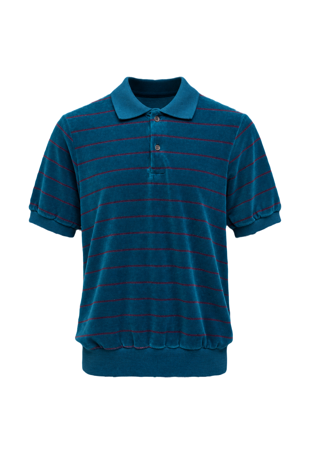 1970s Teal Cotton Blend Polo - Front View