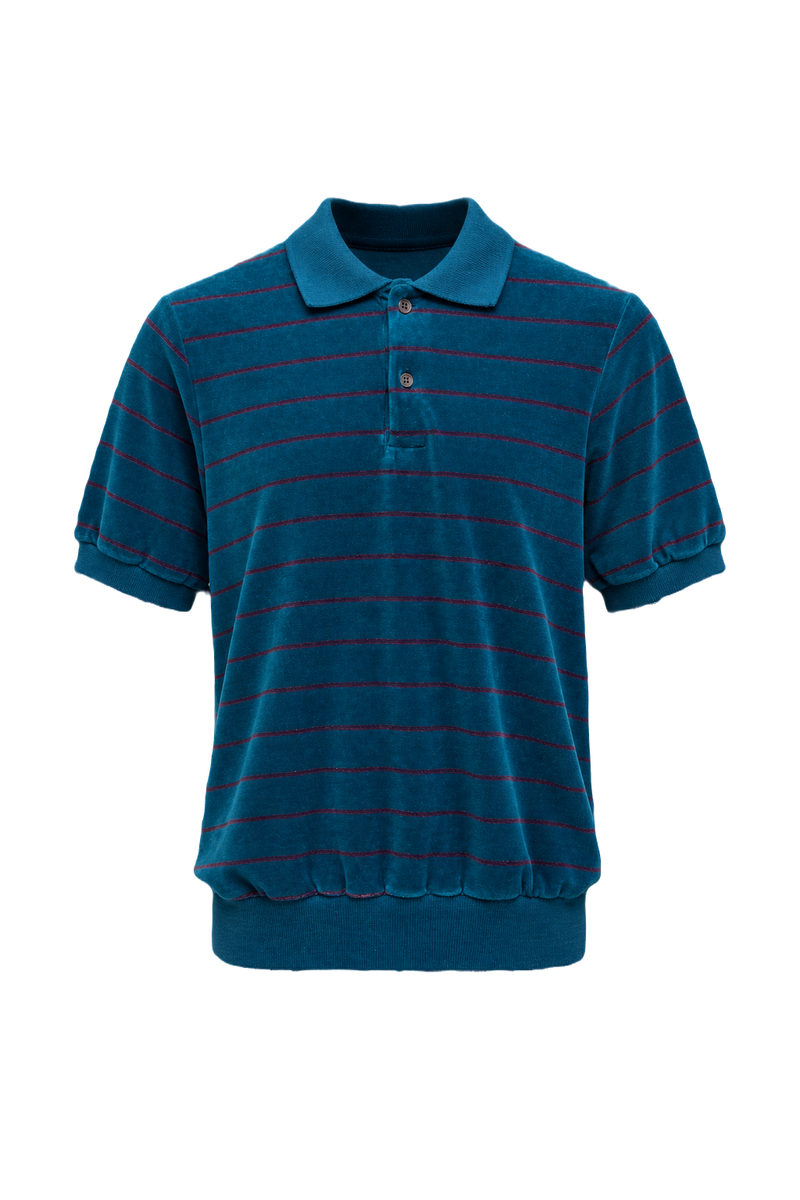 1970s Teal Cotton Blend Polo - Front View