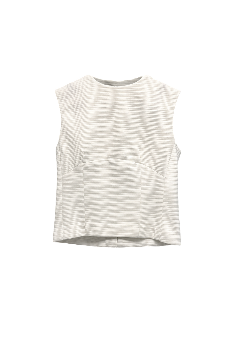1990s Off-White Cotton Blend Sleeveless Top - Front View
