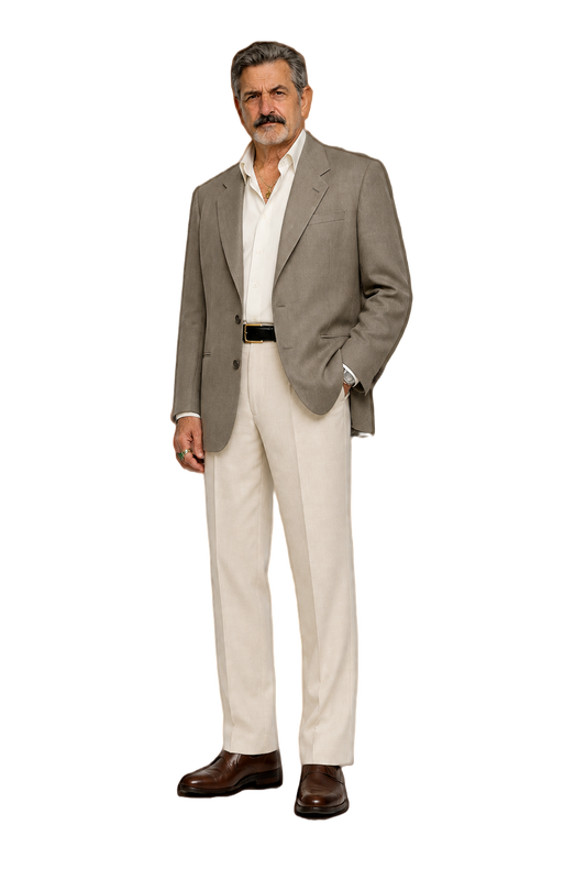 1980s Taupe Wool Blazer - Model