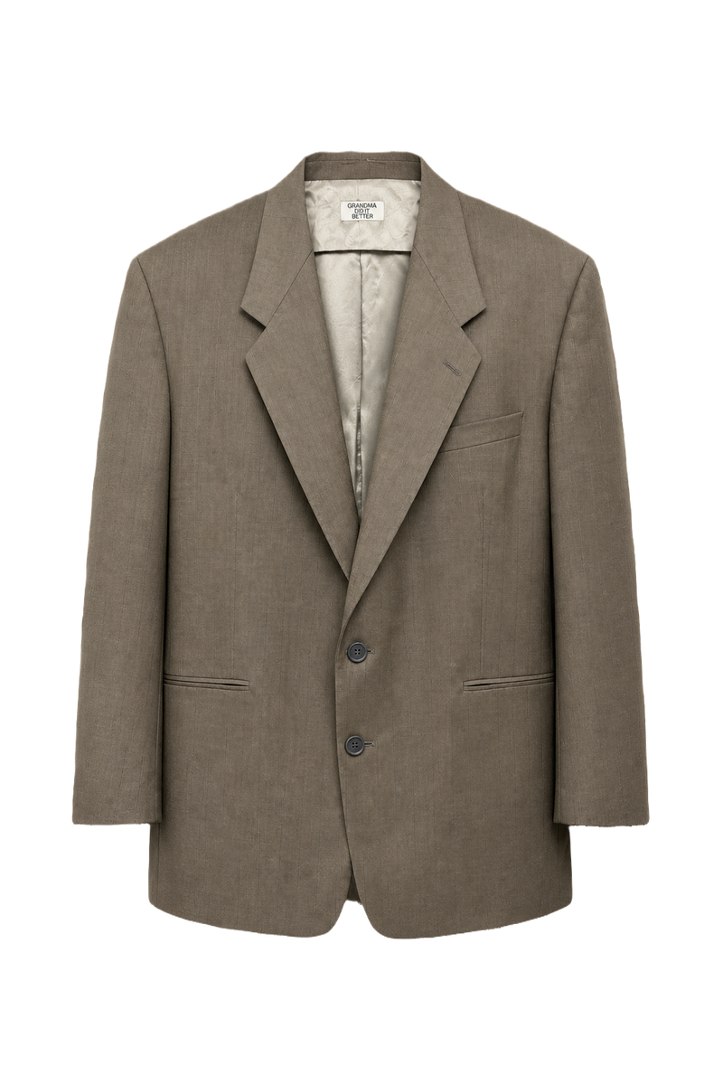 1980s Taupe Wool Blazer - Front View