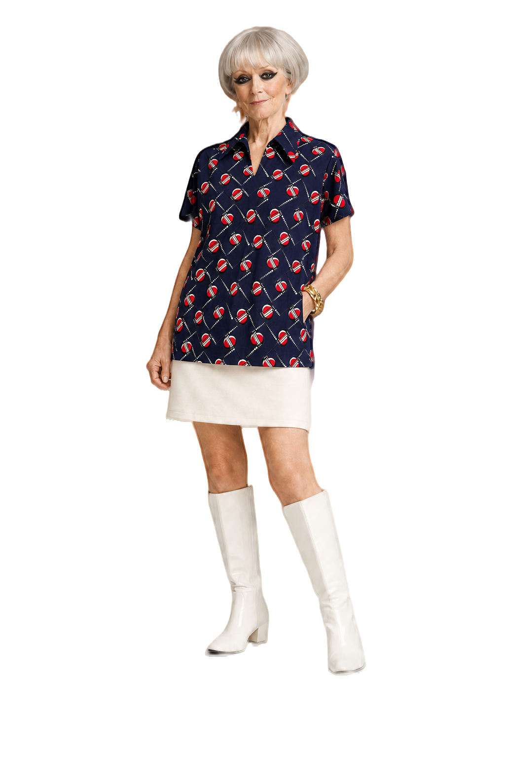 1960s Navy Blue Polyester Shirt - Model