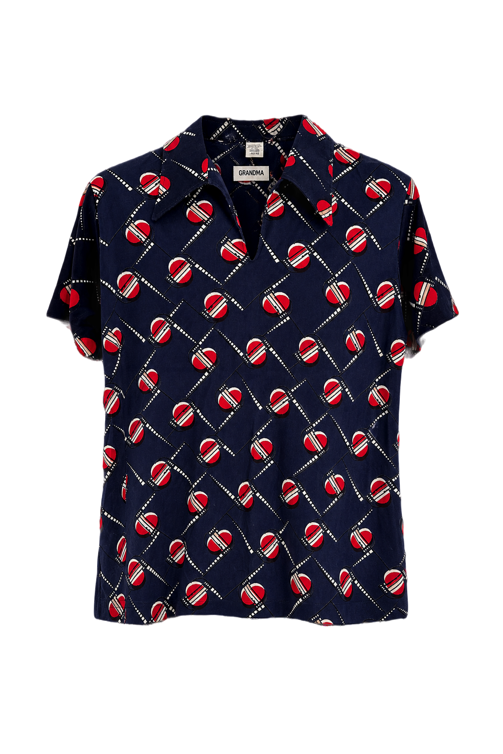 1960s Navy Blue Polyester Shirt - Front View
