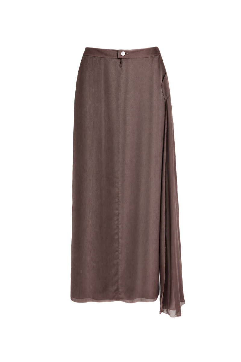 1990s Dusty Mauve Polyester Blend Skirt - Front View
