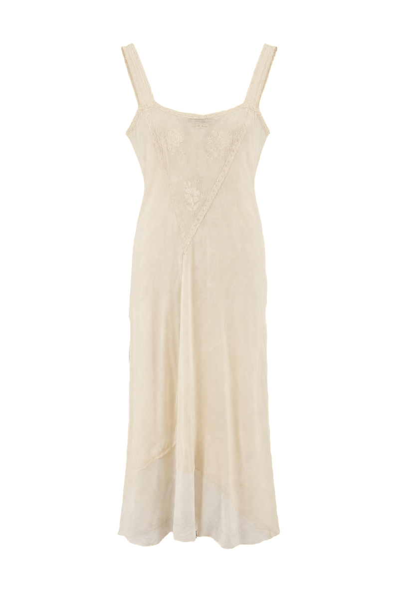 1950s Cream Silk Slip Dress - Front View