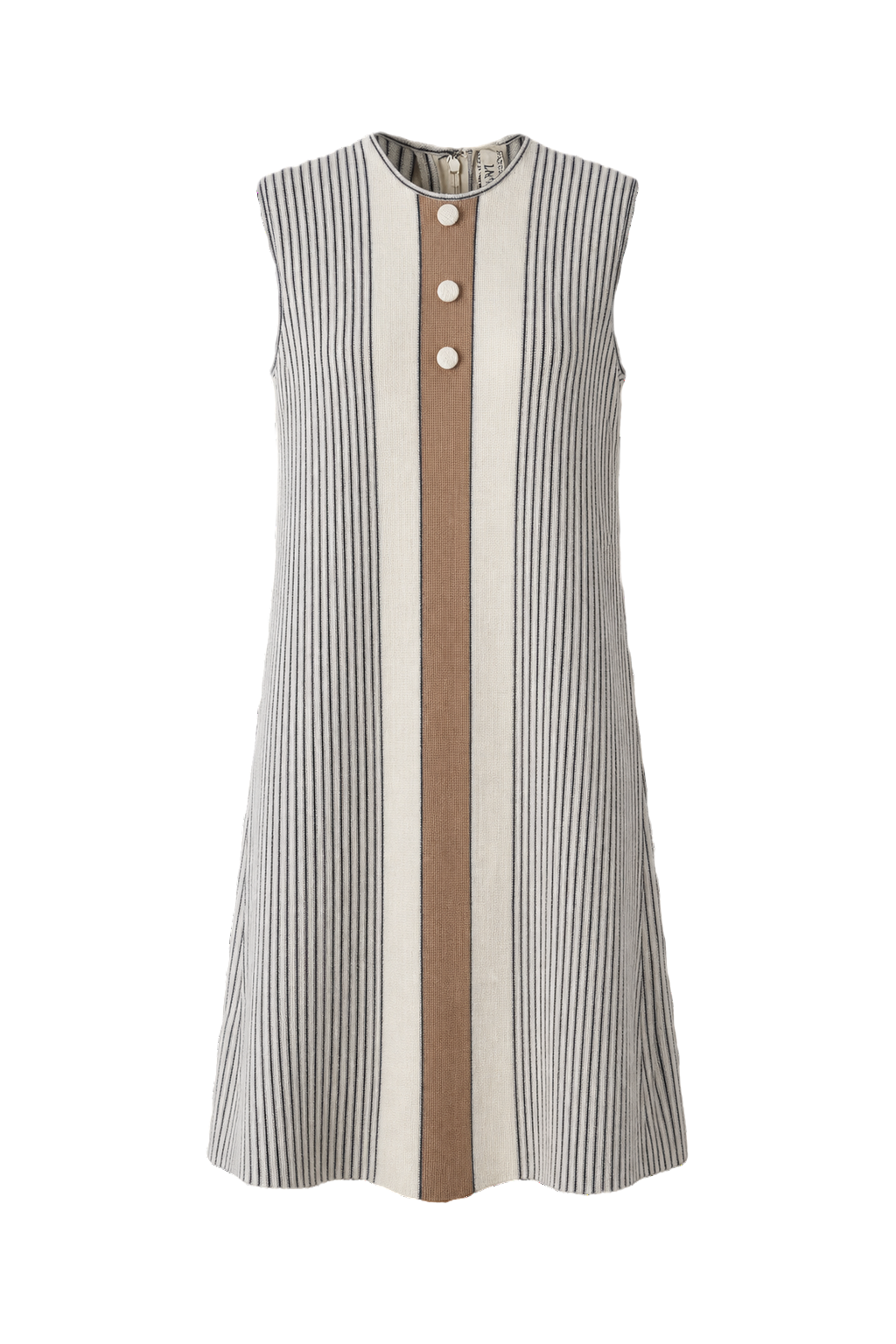 1960s Light Grey Cotton Blend Shift Dress - Front View