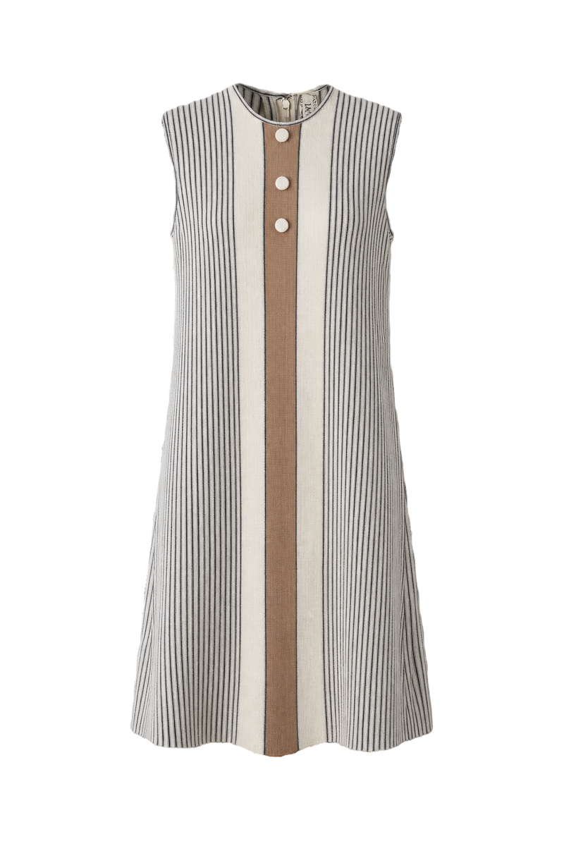 1960s Light Grey Cotton Blend Shift Dress - Front View