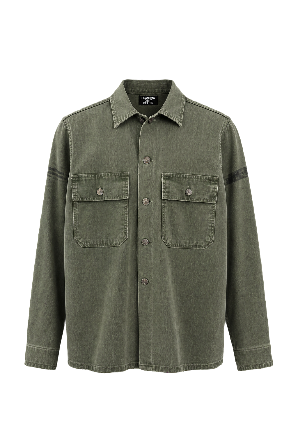 1940s Olive Green Cotton Blend Shirt - Front View