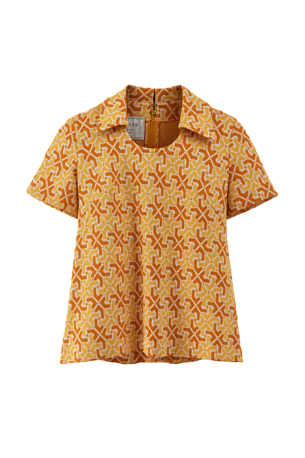 1960s Orange Cotton Blend Shirt - Front View