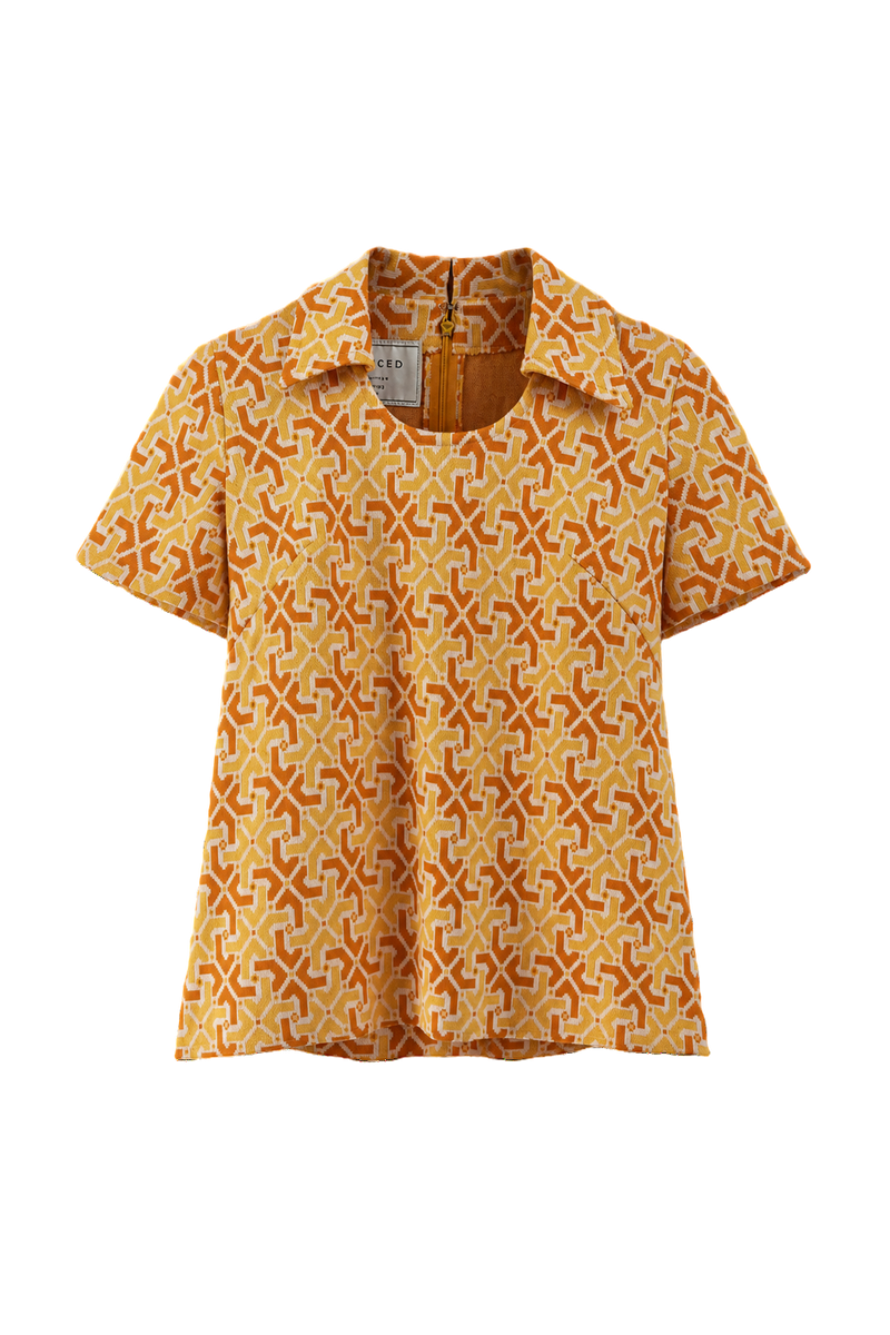 1960s Orange Cotton Blend Shirt - Front View