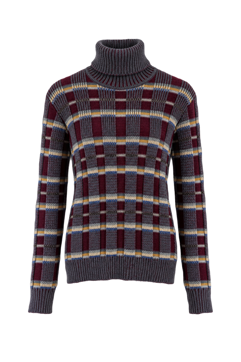 1970s Burgundy Cotton Blend Sweater - Front View