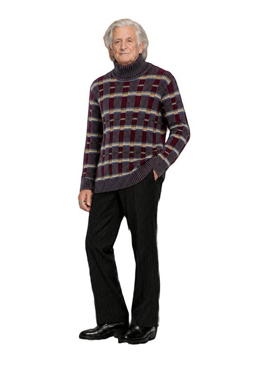 1970s Burgundy Cotton Blend Sweater - Model