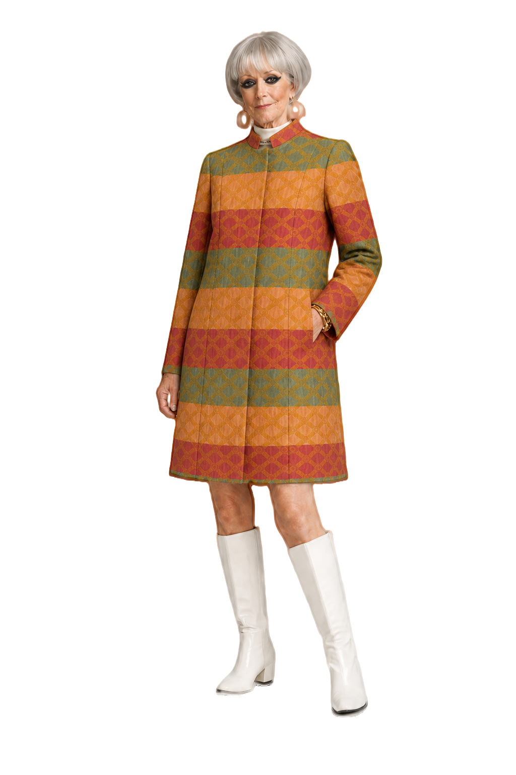 1960s Multi-Color Cotton Blend Coat - Model