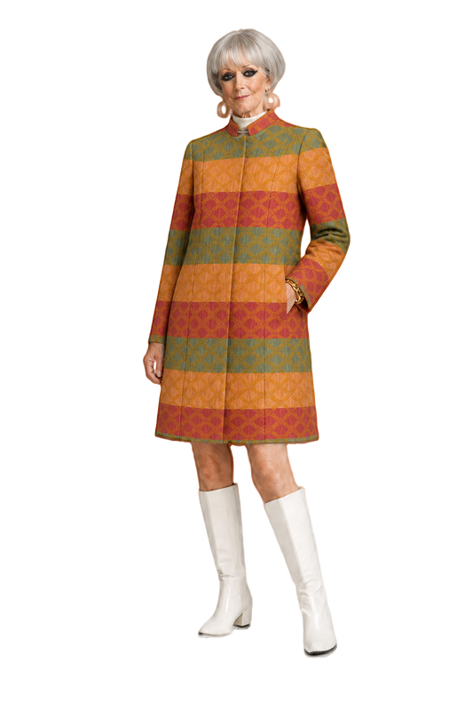 1960s Multi-Color Cotton Blend Coat - Model
