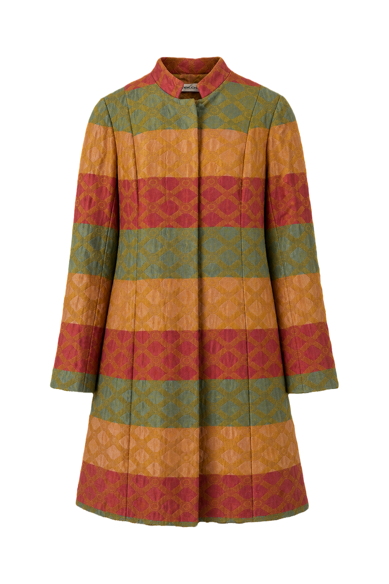 1960s Multi-Color Cotton Blend Coat - Front View