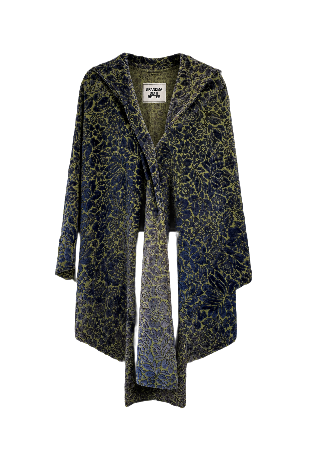 1920s Navy Blue Velvet Cape - Front View