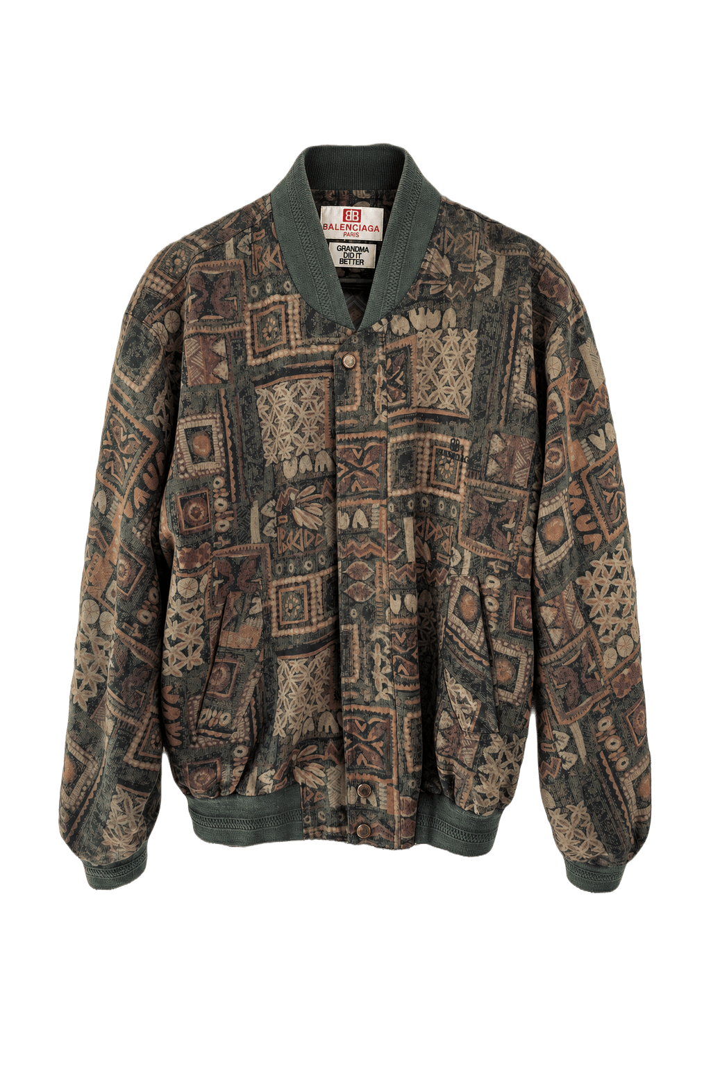1980s Olive Green Cotton Blend Jacket - Front View