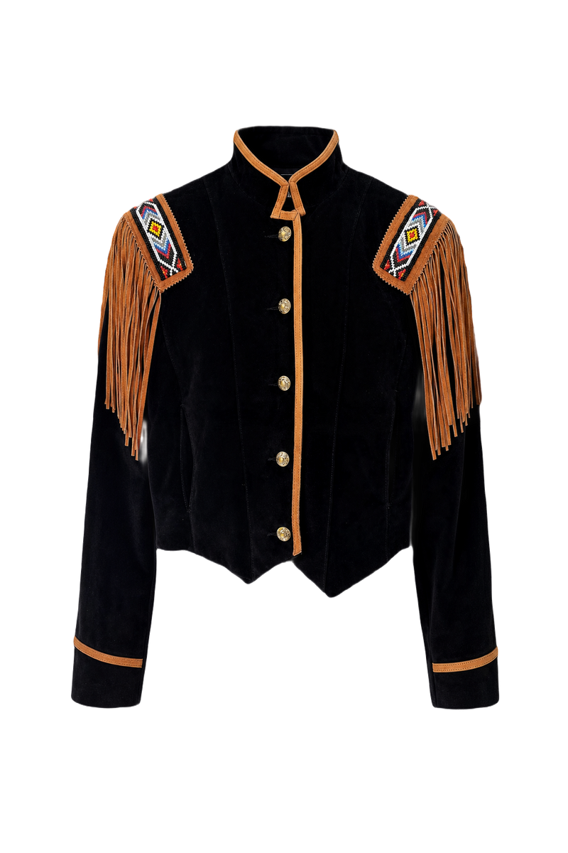 1970s Black Velvet Jacket - Front View