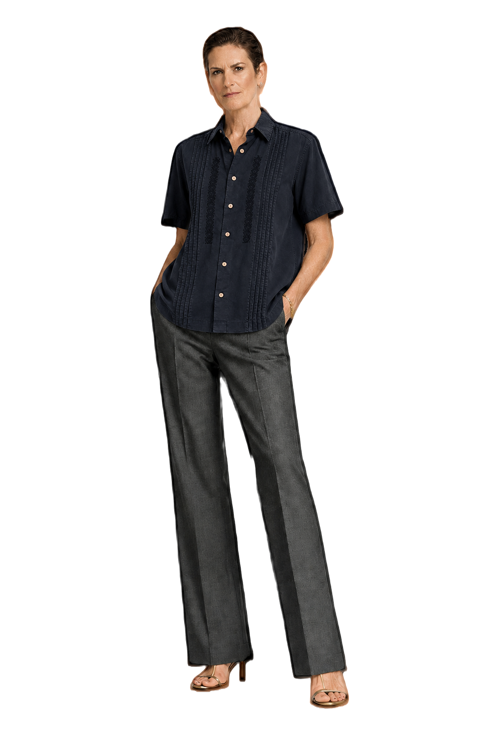 1990s Black Cotton Blend Shirt - Model