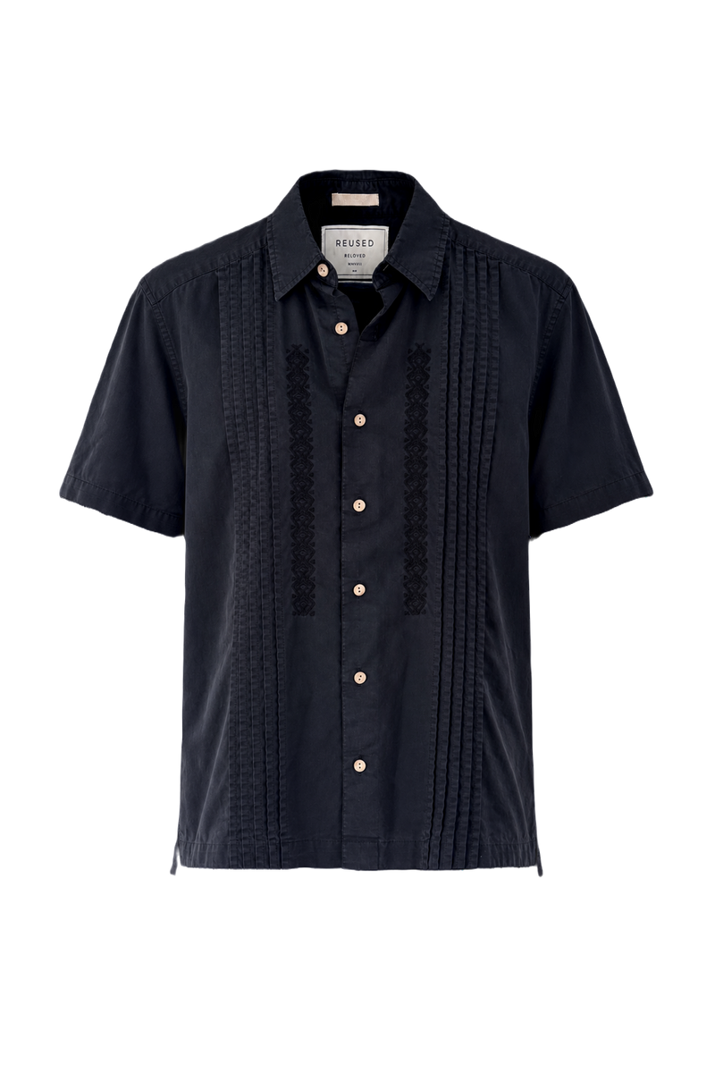 1990s Black Cotton Blend Shirt - Front View