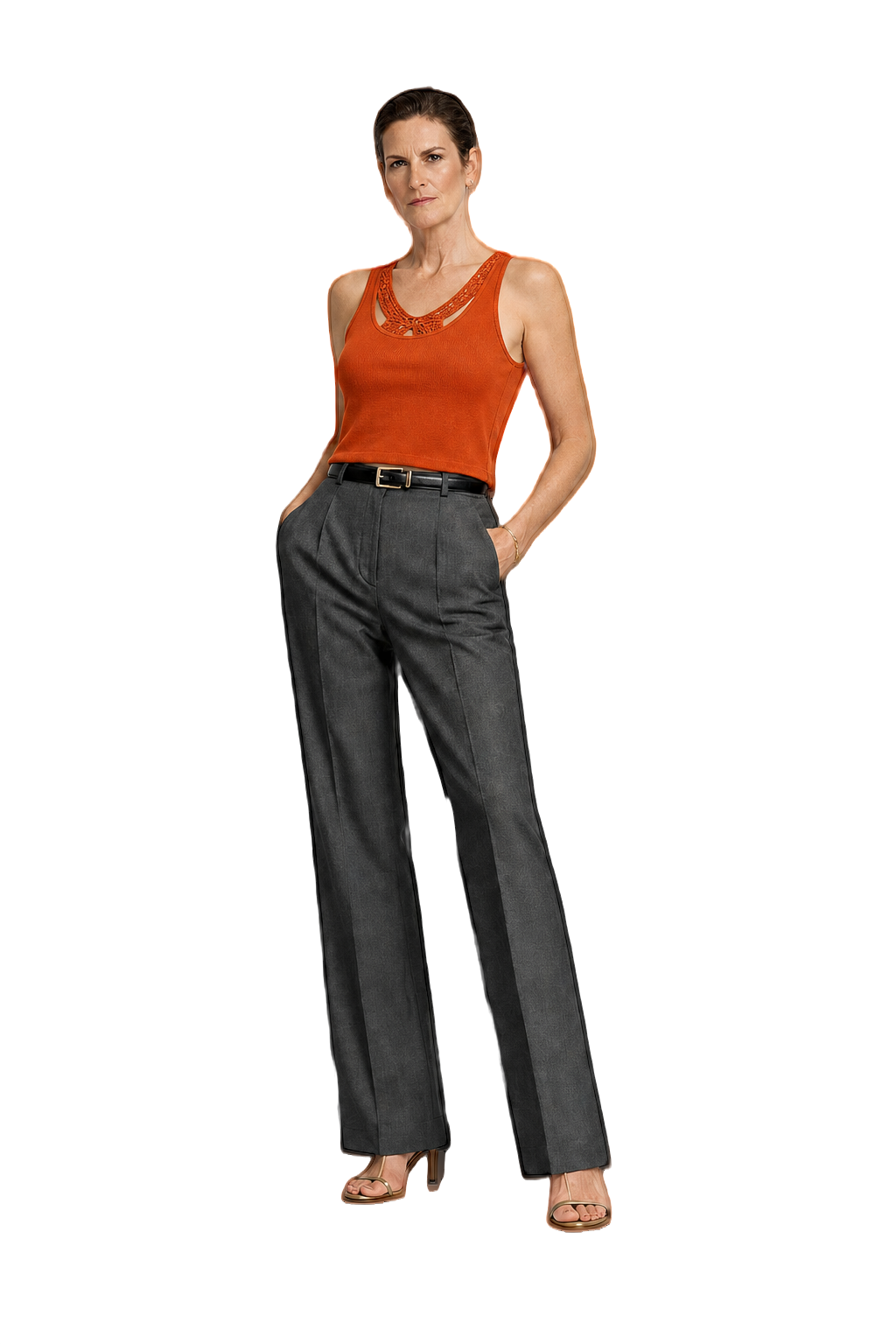 1990s Orange Cotton Tank Top - Model