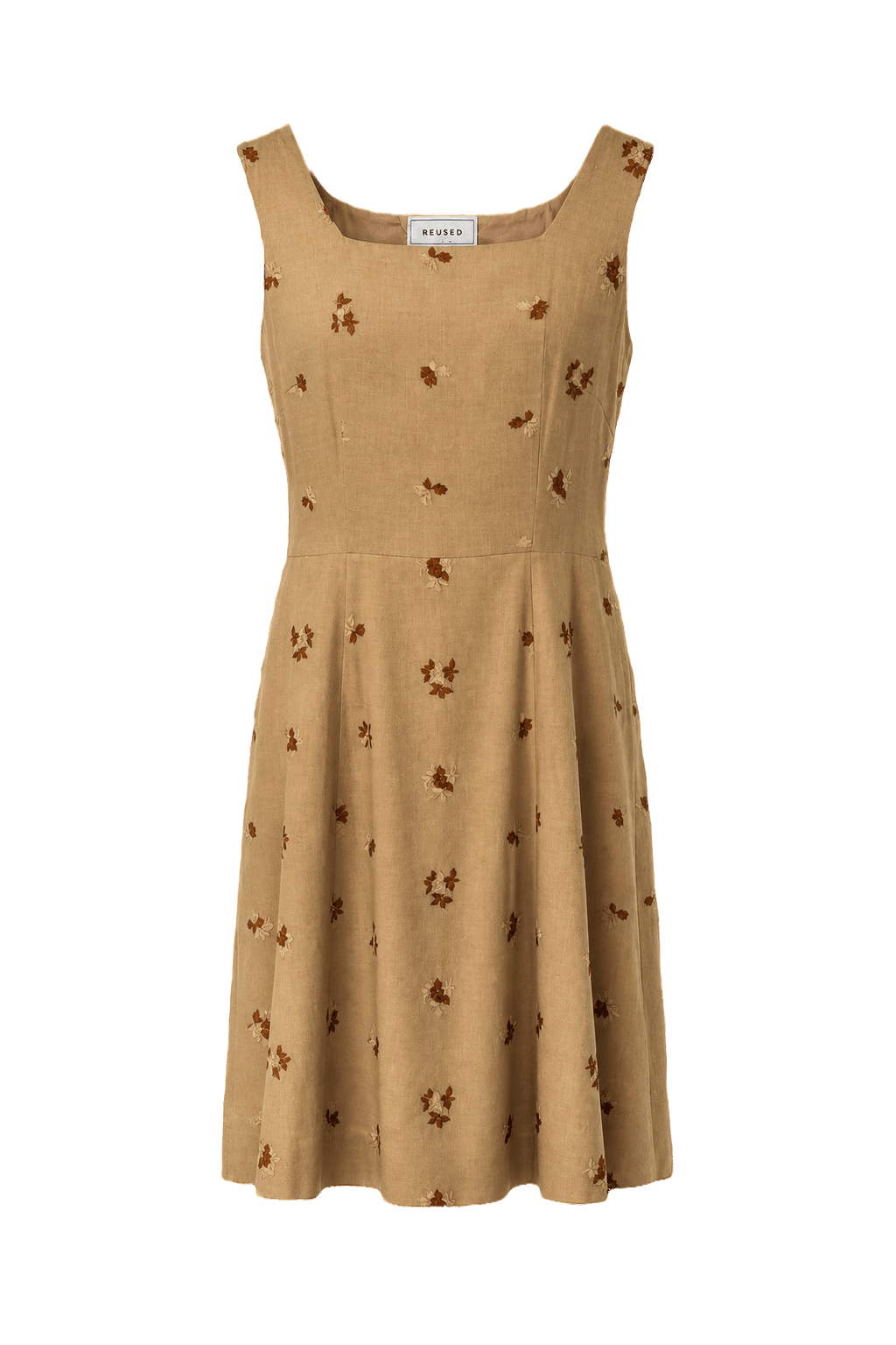 1960s Light Brown Linen Dress - Front View