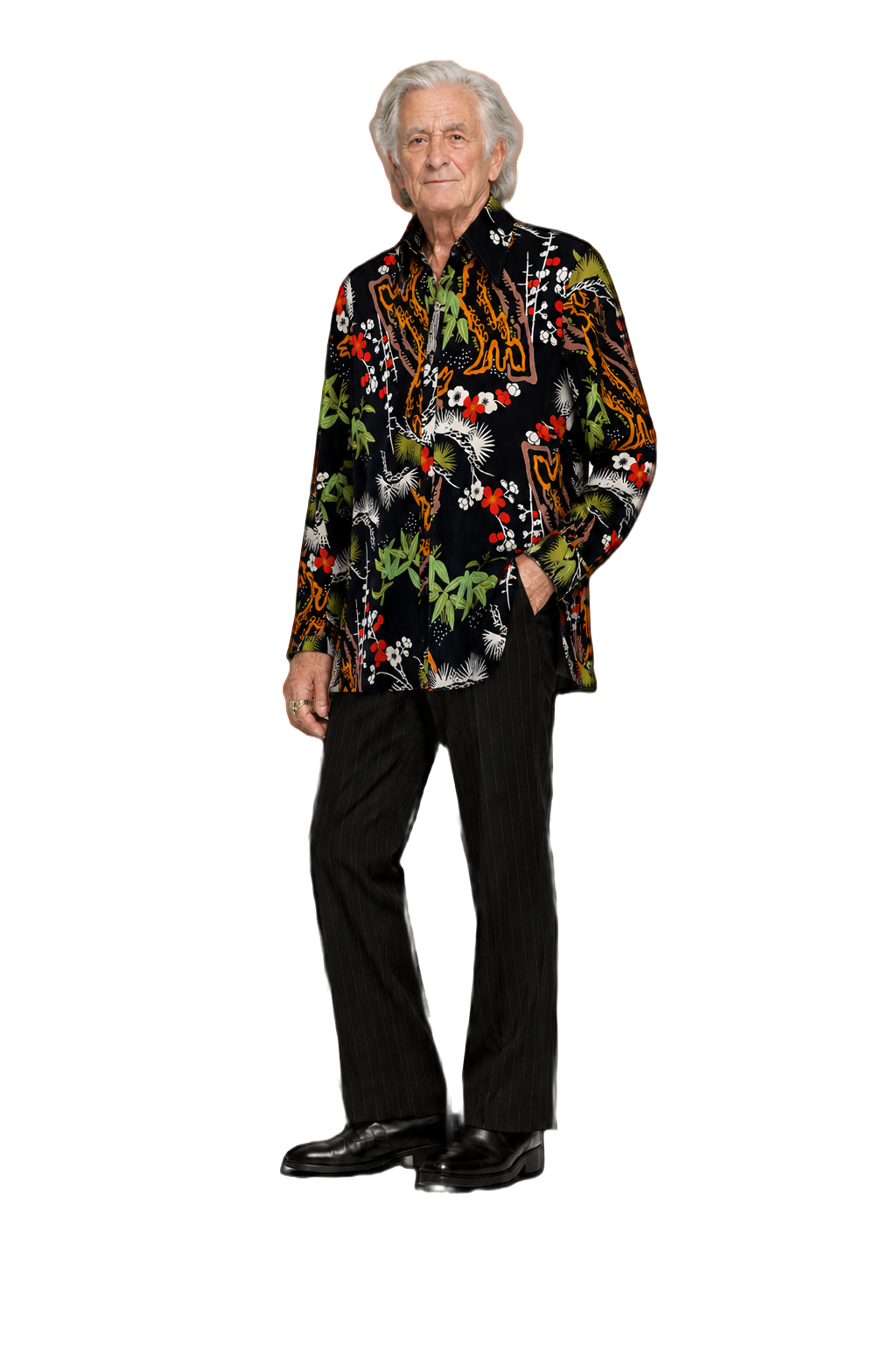 1970s Black Cotton Blend Shirt - Model
