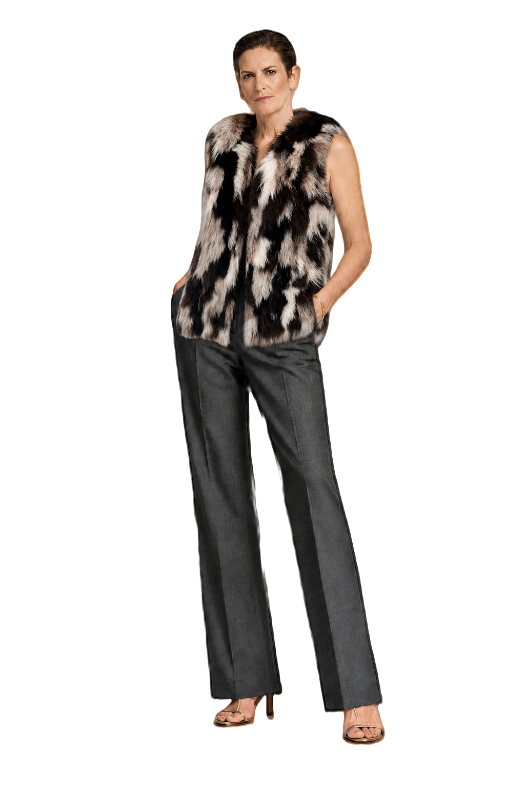 1990s Multicolor Fur Vest - Model