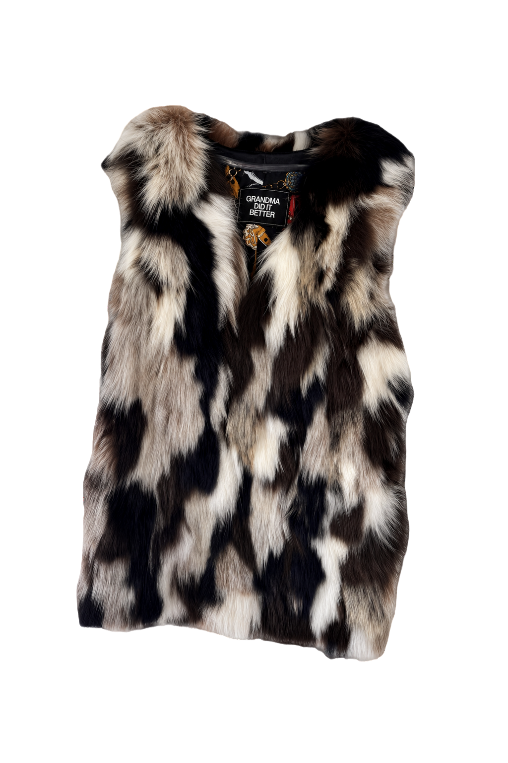 1990s Multicolor Fur Vest - Front View