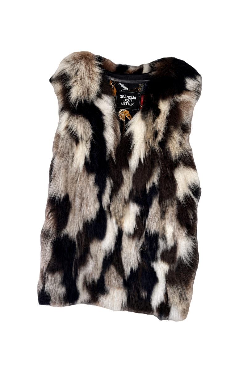 1990s Multicolor Fur Vest - Front View