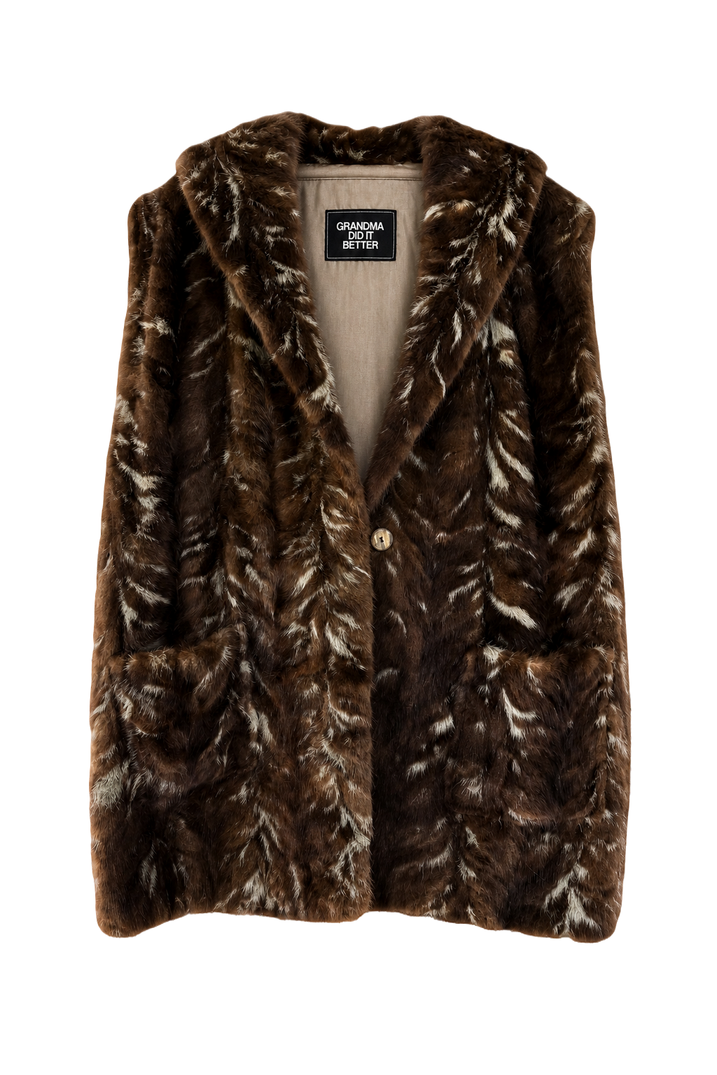 1990s Brown Fur Coat - Front View
