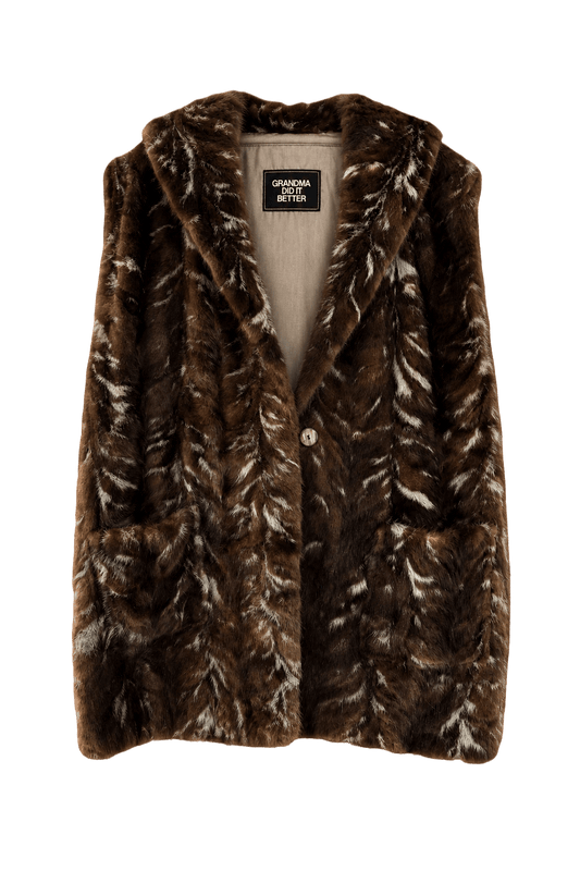 1990s Brown Fur Coat - Front View