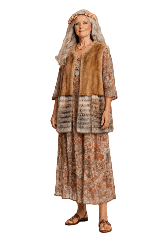 1990s Tan Fur Vest - Model