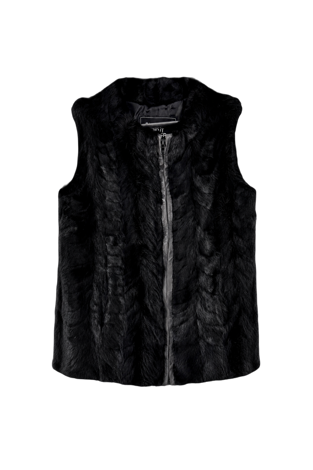 1990s Black Faux Fur Vest - Front View